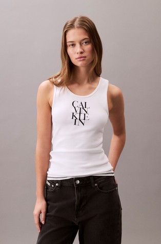 Logo Graphic Ribbed Tank Top