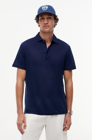 Polo majica s kratkimi rokavi iz bombaža in lana