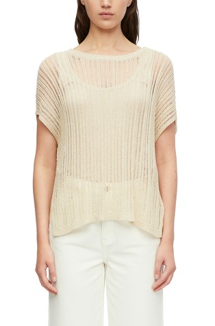 Viscose mix poncho with glitter yarn