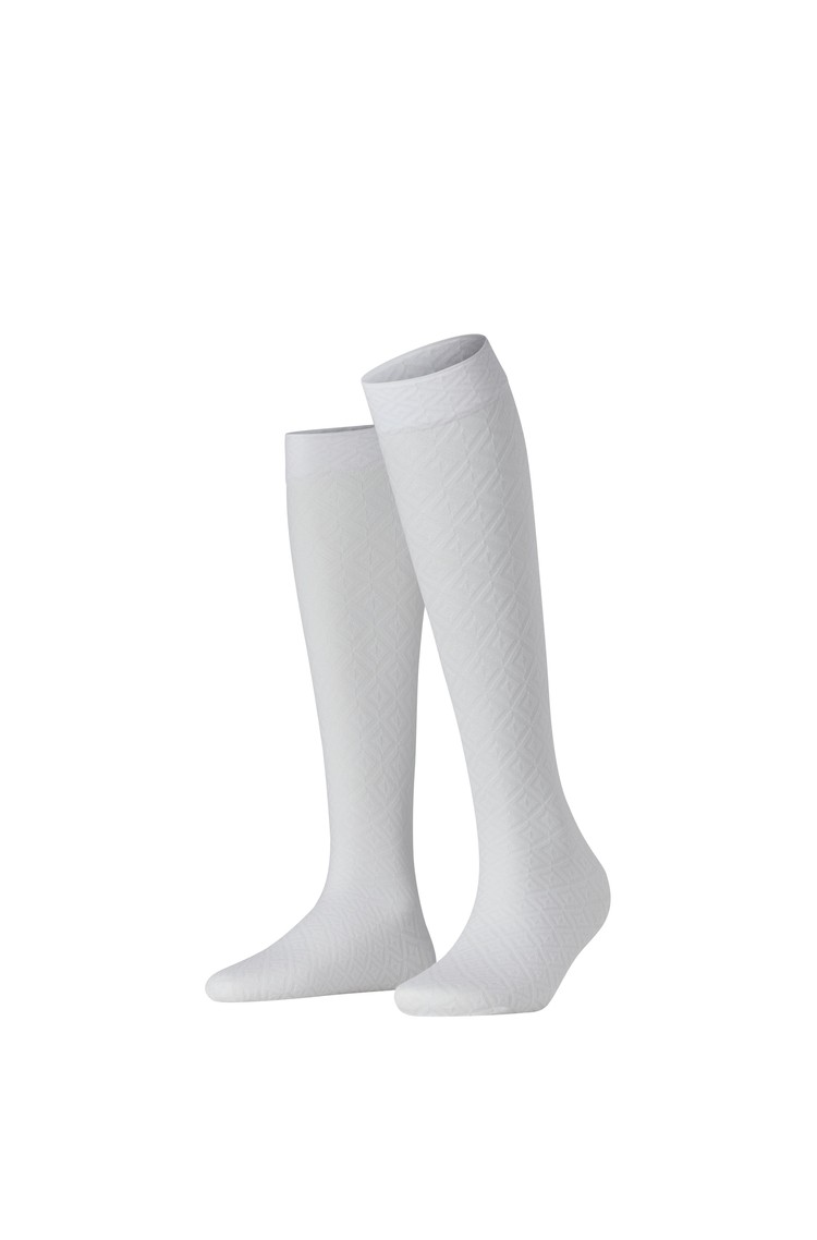 FALKE Tessellating 25 DEN Women Knee-high Socks White 