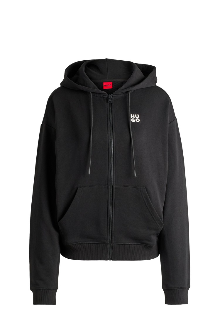 Cotton Hoodie Hugo Boss Black Zip Hoodie Cotton-terry Zip-up