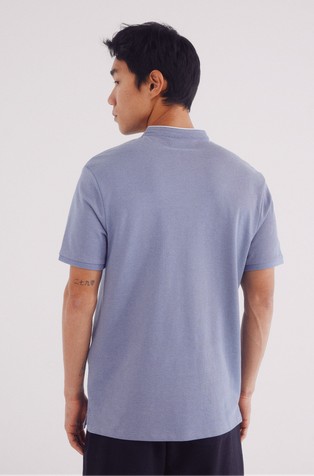 SPRINGFIELD Slim fit polo majica z mandarin ovratnikom Modra - Blue 2