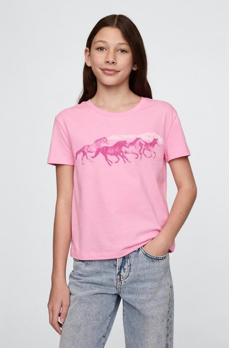 GAP Majica s kratkimi rokavi in potiskom za deklice Roza - Parisian Pink 