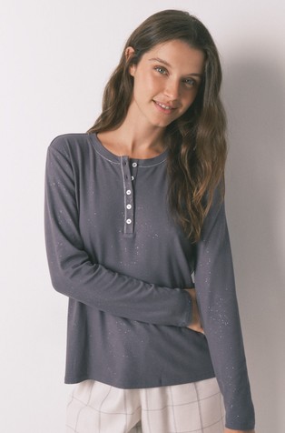 Long sleeve stretch viscose T-shirt