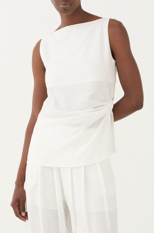 Sleeveless top with gathered detail