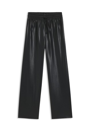 Relaxed fit široke hlače iz črtastega umetnega usnja