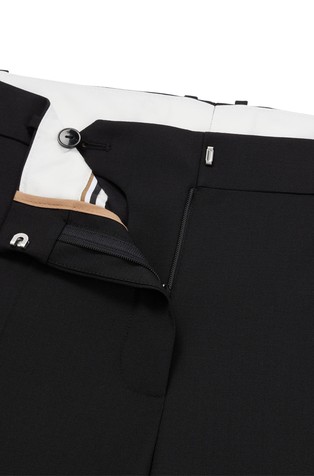 HUGO BOSS Cropped regular fit hlače iz trajnostne volne Črna - Black 5