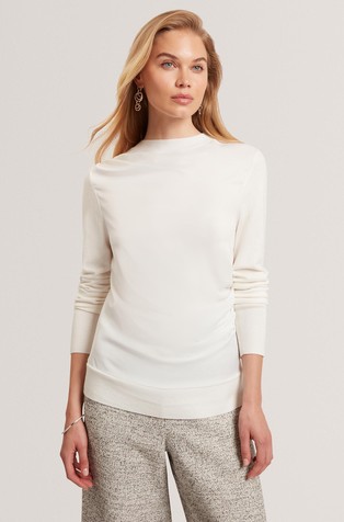 Pletena majica s satenasto sprednjo stranjo