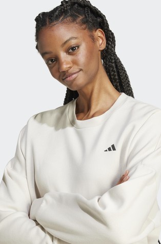 ADIDAS Essentials Small Logo Feel Cozy Sweatshirt Off-White 3