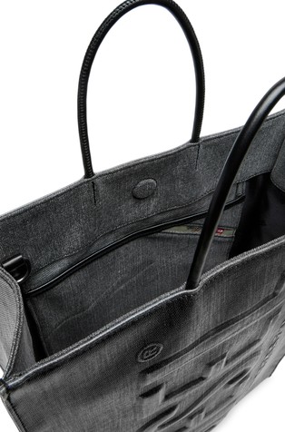 DIESEL Unisex DSL 3D L-Large tote bag in coated solarised denim Black 4