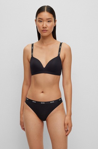 HUGO BOSS Modrček iz raztegljivega jerseya z logo naramnicami Črna - Black 3