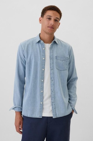 Moška denim srajca z dolgimi rokavi