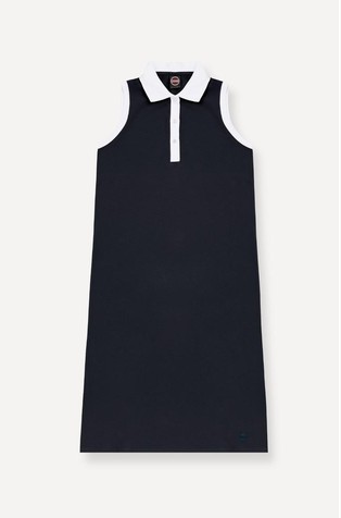 Piqué sleeveless dress with polo collar