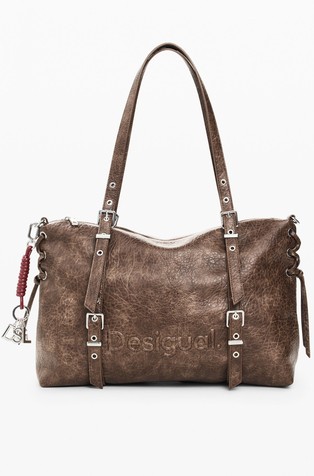 Large shopping bag in faux-leather