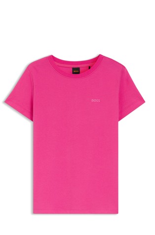 Slim fit bombažna majica z barvno ujemajočim logotipom