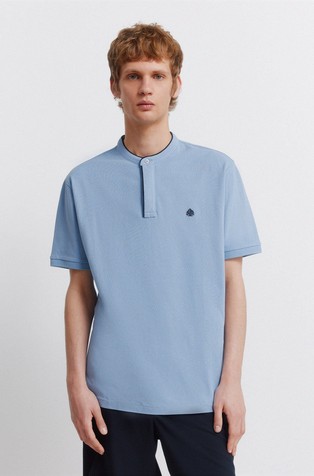 Slim fit polo majica z mandarin ovratnikom