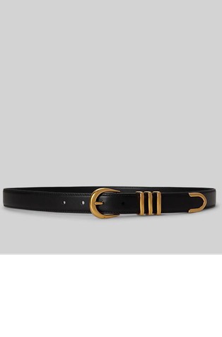 Metal-keeper Leather Skinny Belt