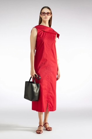 Sleeveless cotton-blend dress
