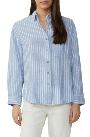 Striped linen blend blouse