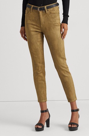 Metallic high-rise skinny ankle jean