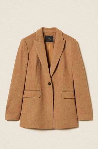 Wool blend blazer with chevron pattern