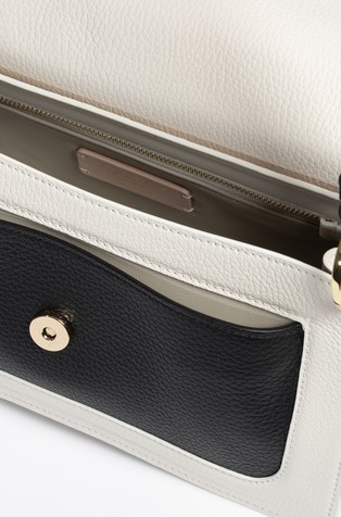 COCCINELLE C-Me Bicolor Leather Handbag White/Black 3