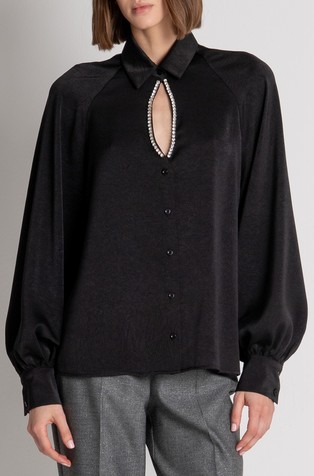 Satin shirt with rhinestones