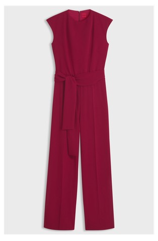 Crepe jumpsuit with belt