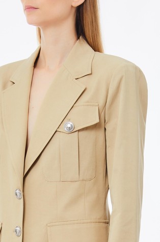 LIU JO Suknjič z enorednim zapenjanjem iz bombažne mešanice Bež - Beige 3