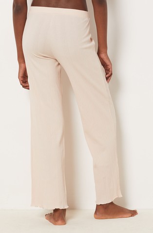 ETAM Coly Rib-Knit Pajama Pants Beige 2