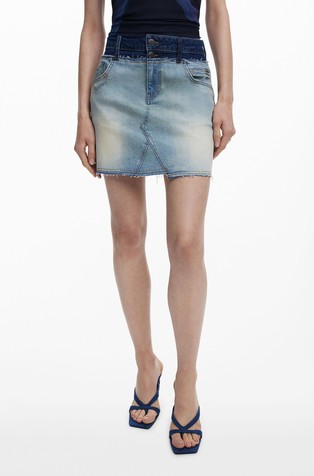 Double waist denim skirt