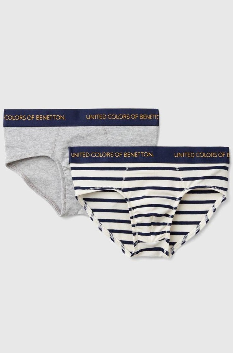 BENETTON Paket 2 spodnjic iz raztegljivega organskega bombaža Večbarvna - Multi 