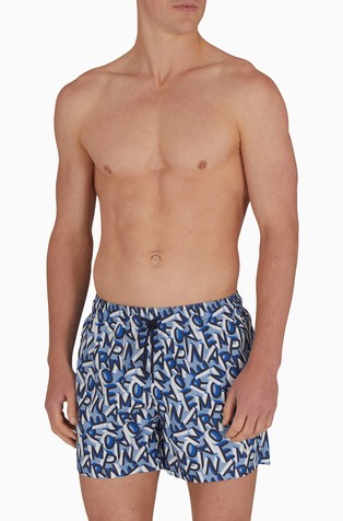 Swim shorts with all-over oversized lettering