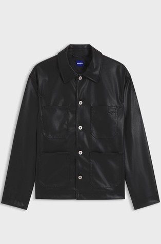 Faux-leather chore jacket