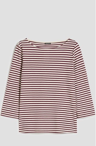 Črtasta majica s 3/4 rokavi iz piké jerseya