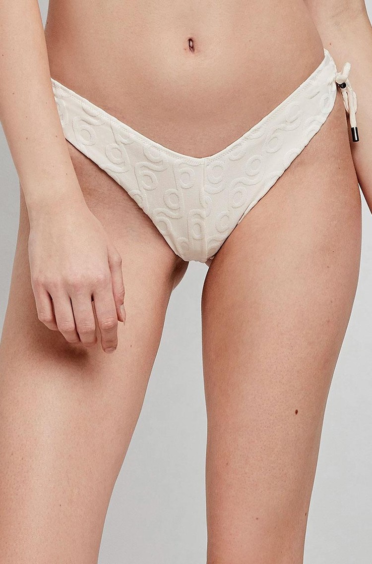 GISELA Brazilian bikini briefs with geometric print Beige 