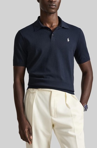 Pletena bombažna polo majica s kratkimi rokavi