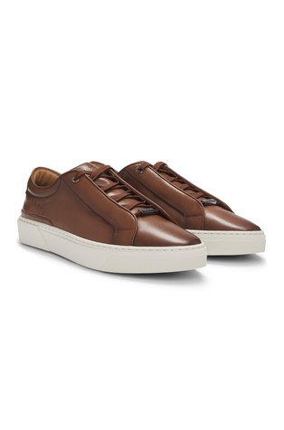 Gary low-top trainers in burnished leather