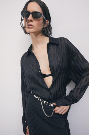 Sheer dévoré oversized shirt