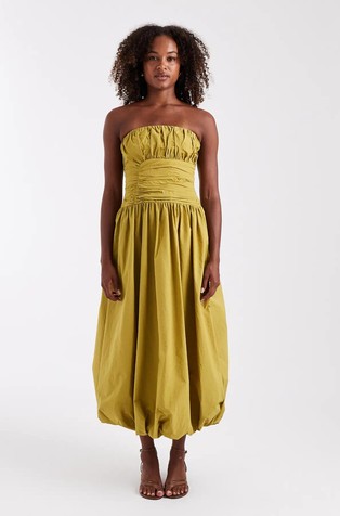 TSLUNA obleka z odkritimi rameni in balonastim krilom