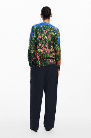 DESIGUAL Pulover z motivom orhideje Večbarvna - Multi 2