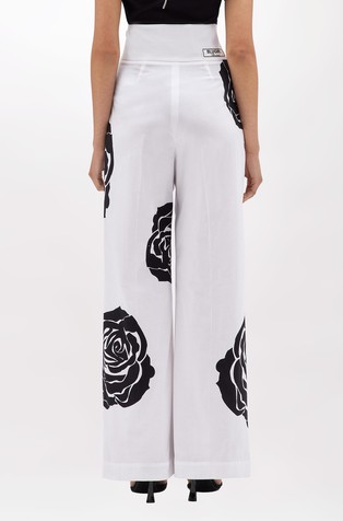 BLUGIRL Cotton trousers with floral print White / Black 2