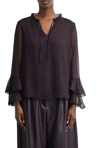 Blouse with flounces