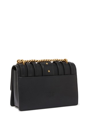 PINKO Love Bag small crossbody bag in leather with straps Black 2