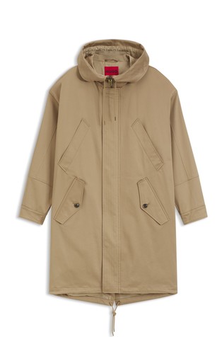 Water-repellent parka in stretch-cotton satin