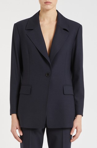 Suknjič iz volnene mešanice z asimetričnim zapenjanjem