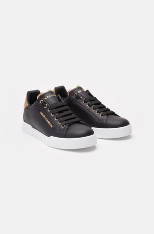 DOLCE &amp; GABBANA Portofino usnjene superge z logotipom Črna - Black 2