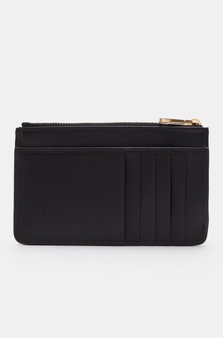 DOLCE &amp; GABBANA Usnjena DG logo denarnica za kartice Črna - Black 2