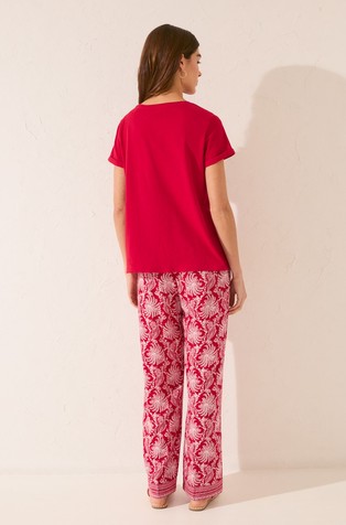 WOMEN'SECRET Long print viscose trousers Red / White 3