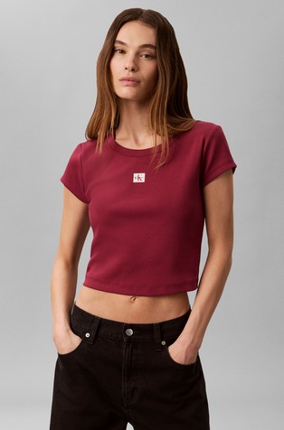 Slim Ribbed Cotton Badge T-shirt